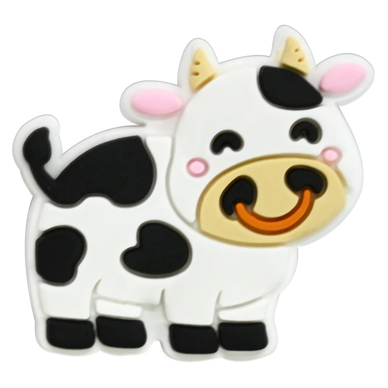 Random 100pcs Cute Cow PVC Soft Rubber Shoe Buckle Decoration ACC-SC-RYY067