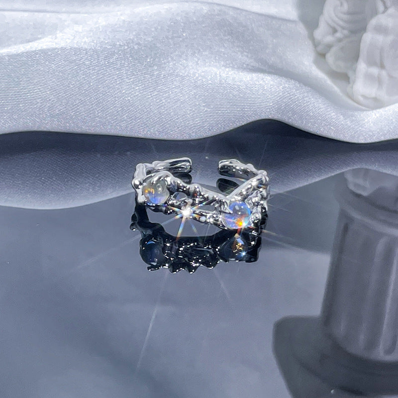 Wholesale Personalized texture Moonstone open ring