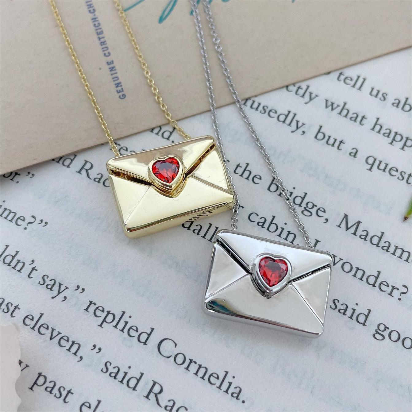 Wholesale Valentine's Day Love Envelope Box Opening Necklace ACC-NE-JP007