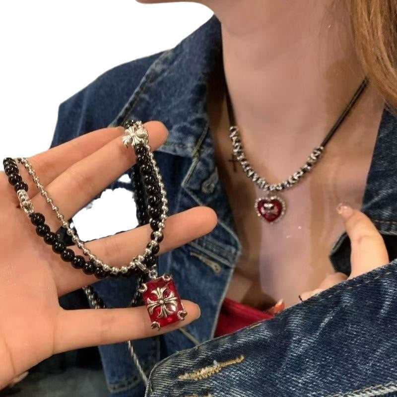 Wholesale Red Necklace  Halloween Love Beaded  Clavicle Chain Necklace