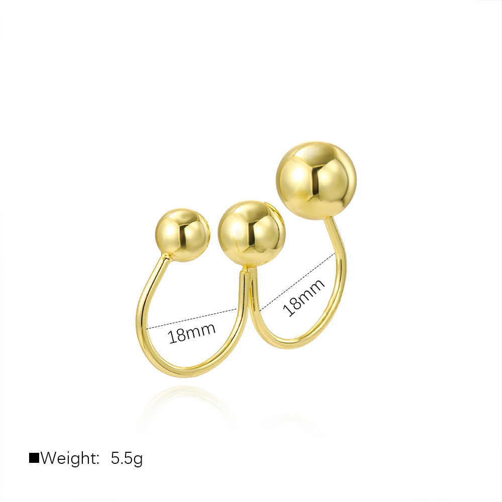 Wholesale Copper plated 18k gold wrapped hollow ball double ball ring