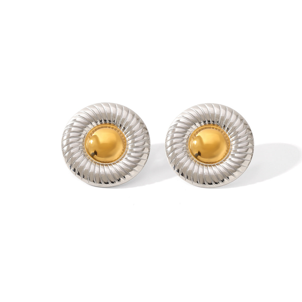 Wholesale Titanium Steel 18K Gold and Silver Color-matching Round Earrings