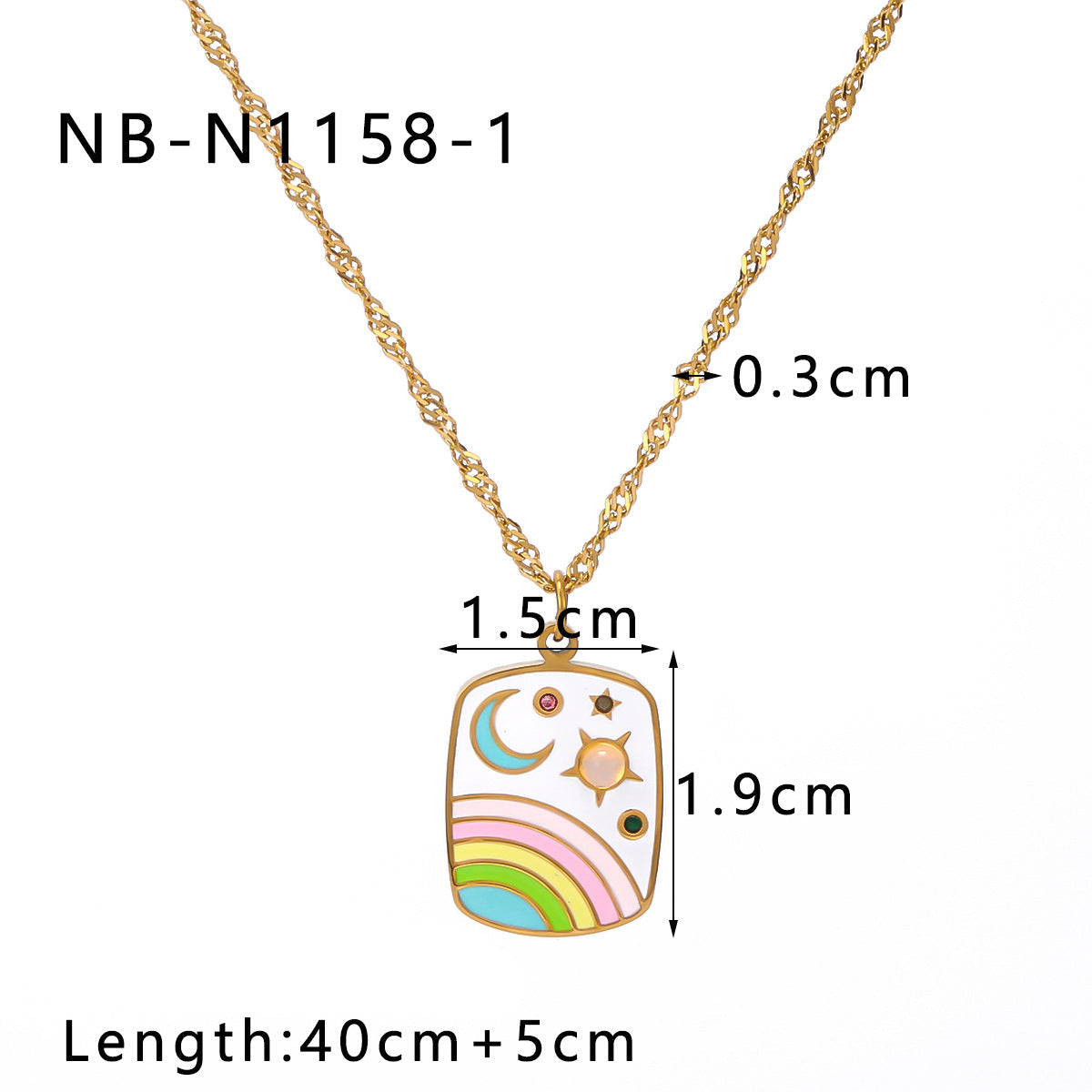 Wholesale Color Oil Drop Stainless Steel 18K Gold Plated Necklace
