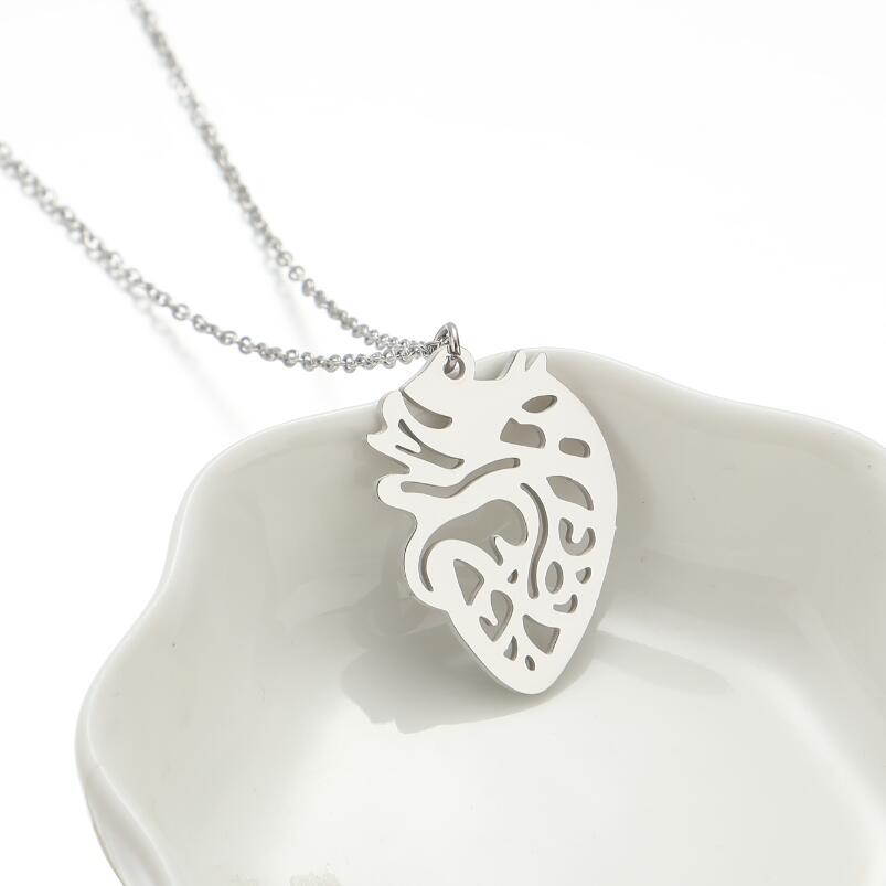 Wholesale Halloween Anatomical Heart Pendant Stainless Steel Necklaces ACC-NE-Jisen002