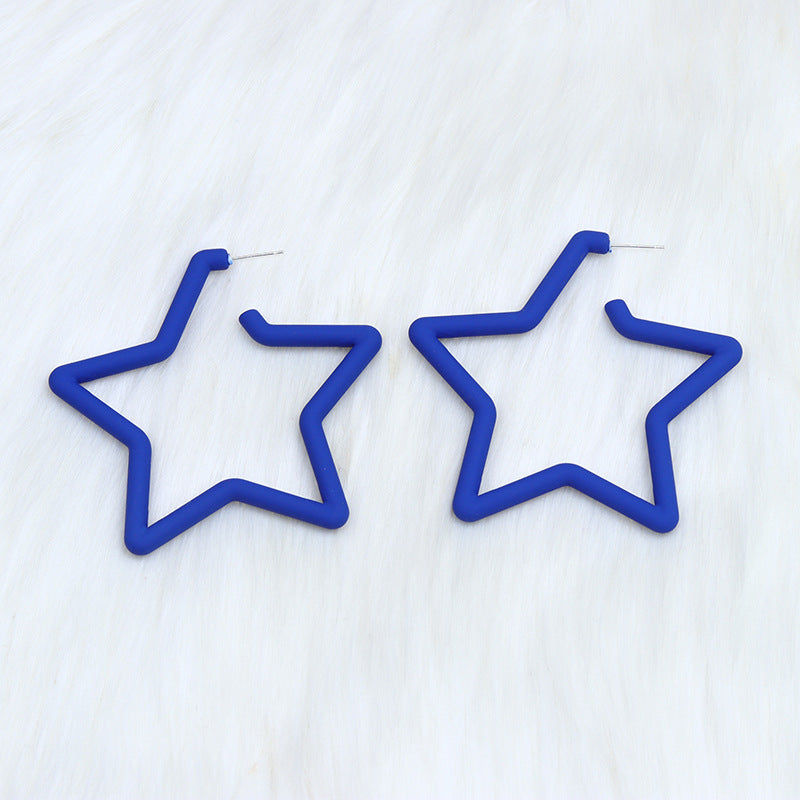 Wholesale  Geometric Five-pointed Star Spray Paint Earrings