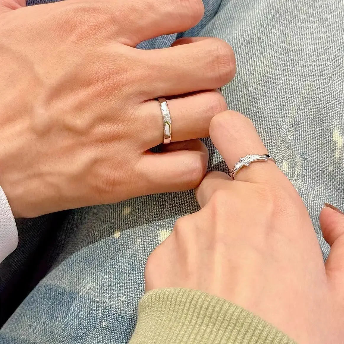 Wholesale Glowing Night Angel Wings Couple Ring