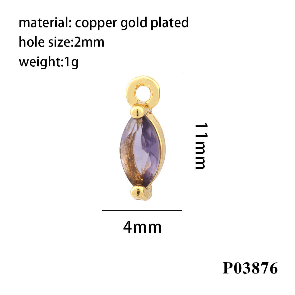 Wholesale 18K gold-plated micro-inlaid zircon colorful geometric marquise pendant