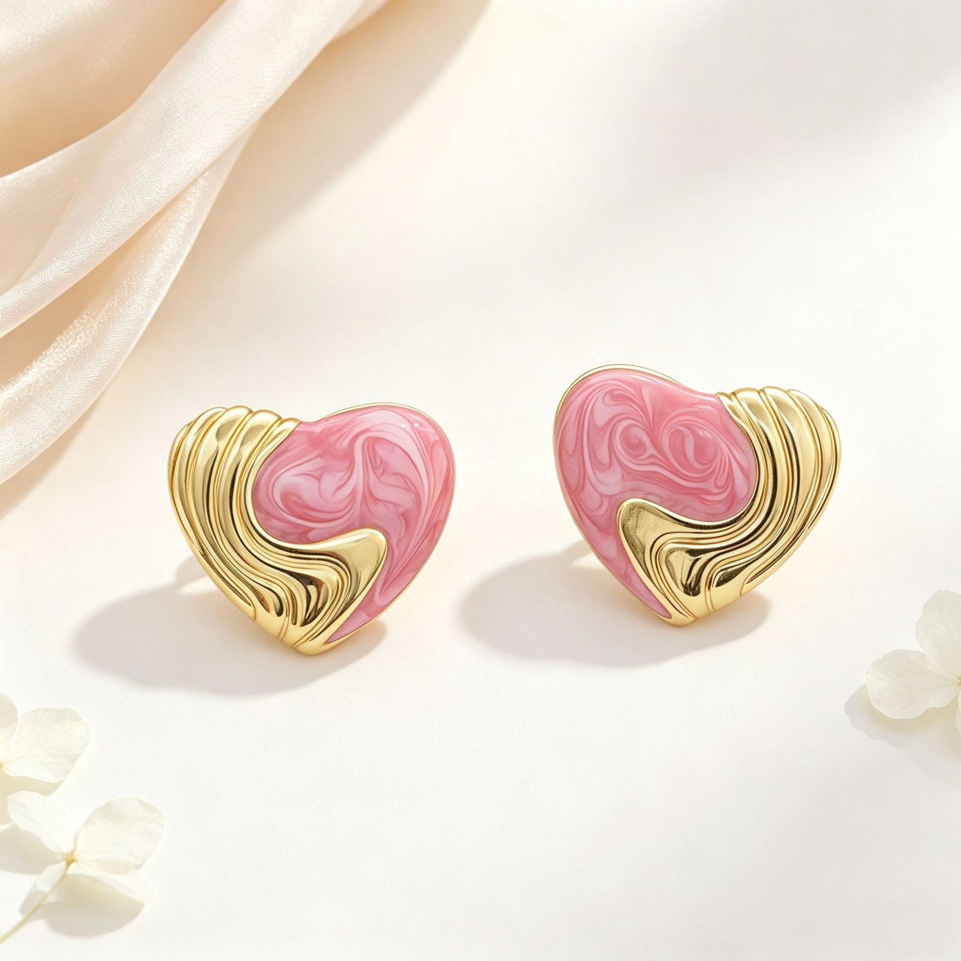 Wholesale Electroplated Stainless Steel Heart Enamel Drop Earrings Women' s Stylish European Fashion Jewelry Gift Boutique Resale