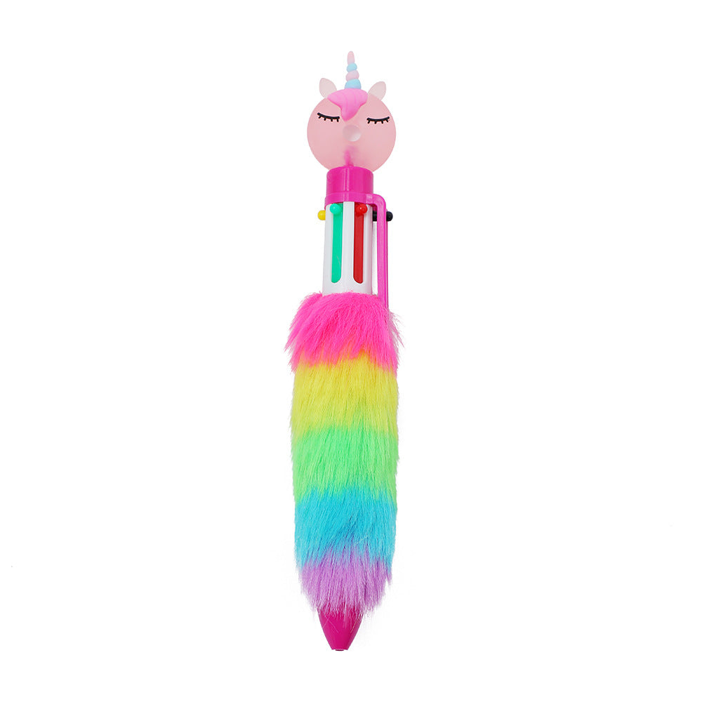 Wholesale Unicorn Plush Press Rainbow Color Neutral Pen