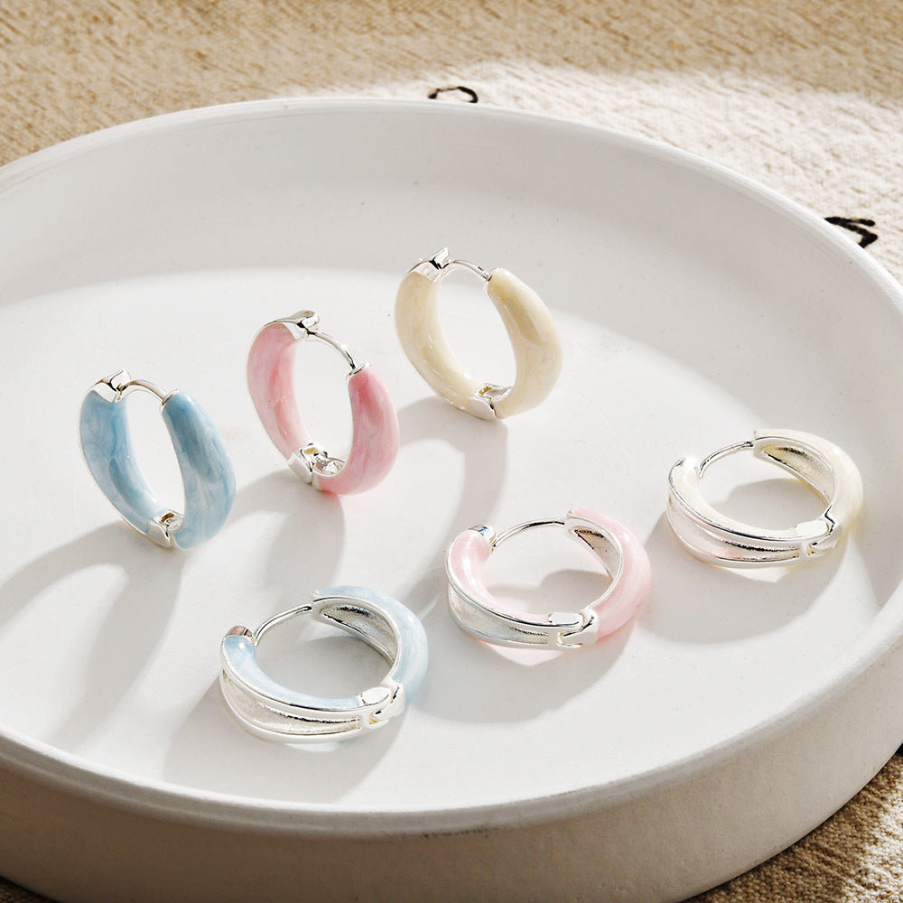 Wholesale Colorful glaze drop circle earrings