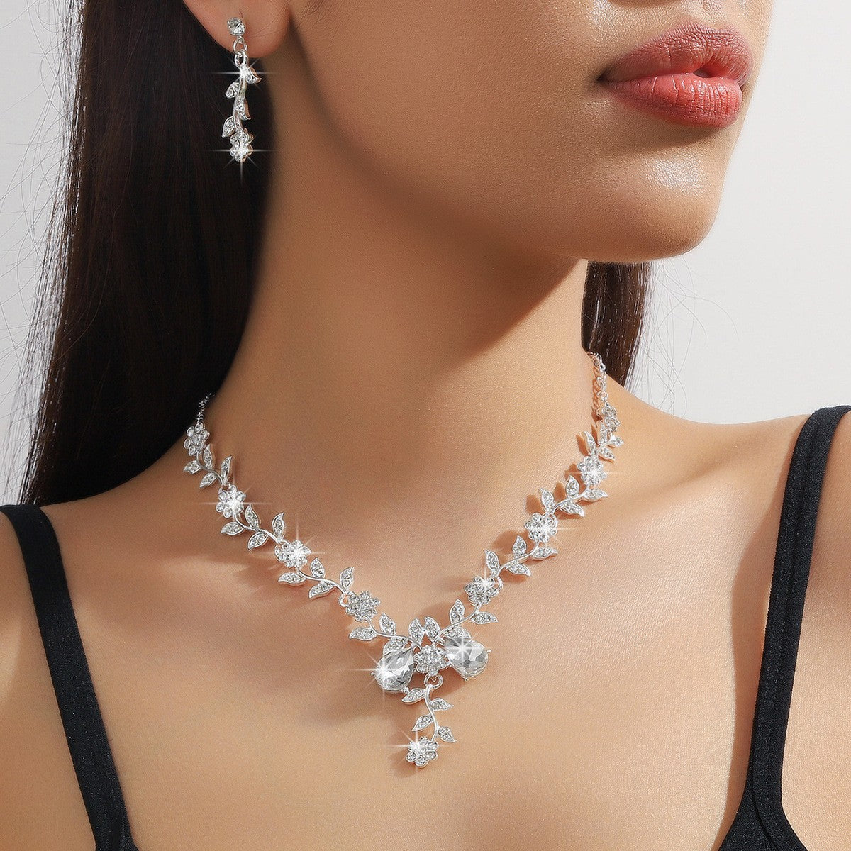 Wholesale Rhinestone Necklace,  Earrings,  and Bracelet Set