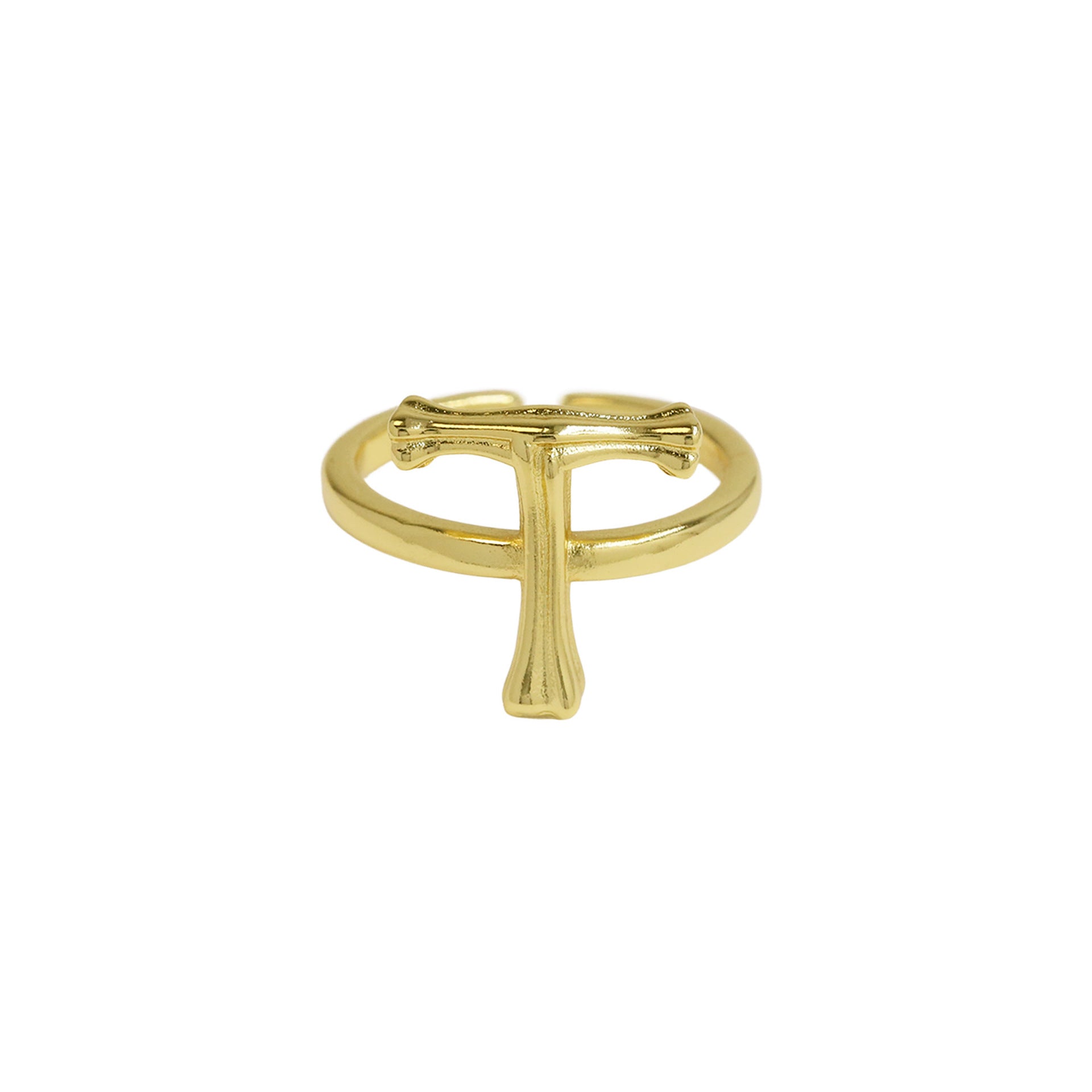 Wholesale  Golden Bamboo Bamboo Simple 26 English Letters Open Ring