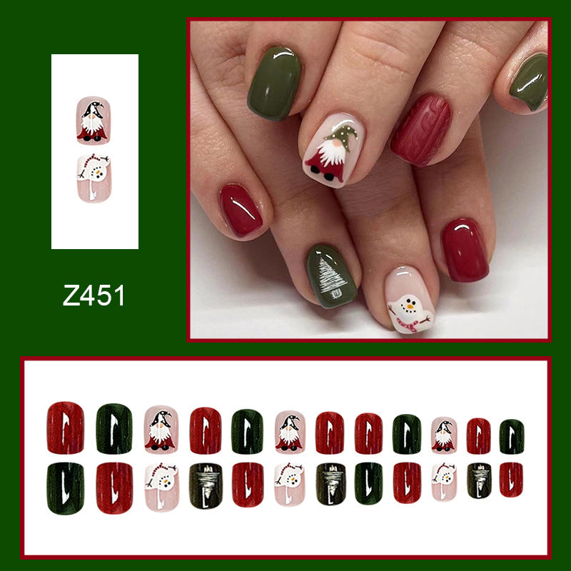 Wholesale 24 Pieces/box Christmas Press-on Nails Kits Nail Stickers ACC-NS-FengLi003