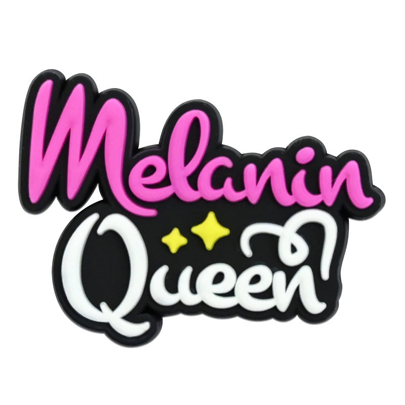 Wholesale Random 100pcs Black Girl Series  PVC Soft Rubber Shoe Buckle Decoration