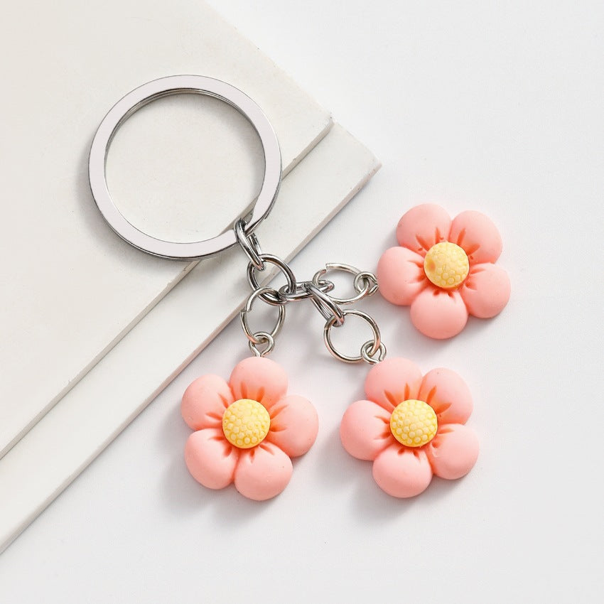 Wholesale DIY Candy Color Five Petal Flower Keychains ACC-KC-RongRui007