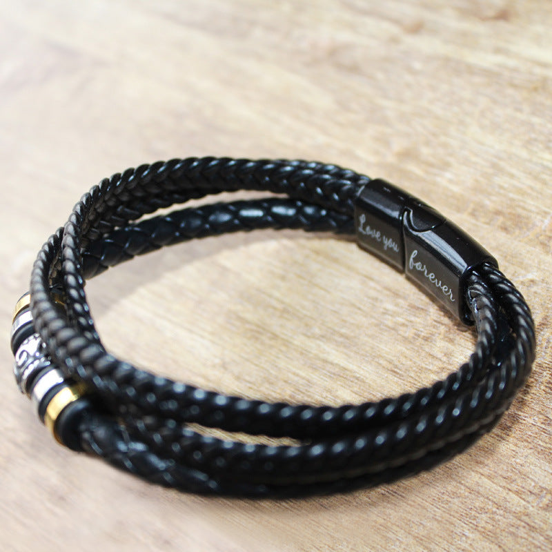 Wholesale Ethnic Style Leather Bracelets Men's Multi-layer Braided Magnetic Clasp Bracelet ACC-BT-Yima001