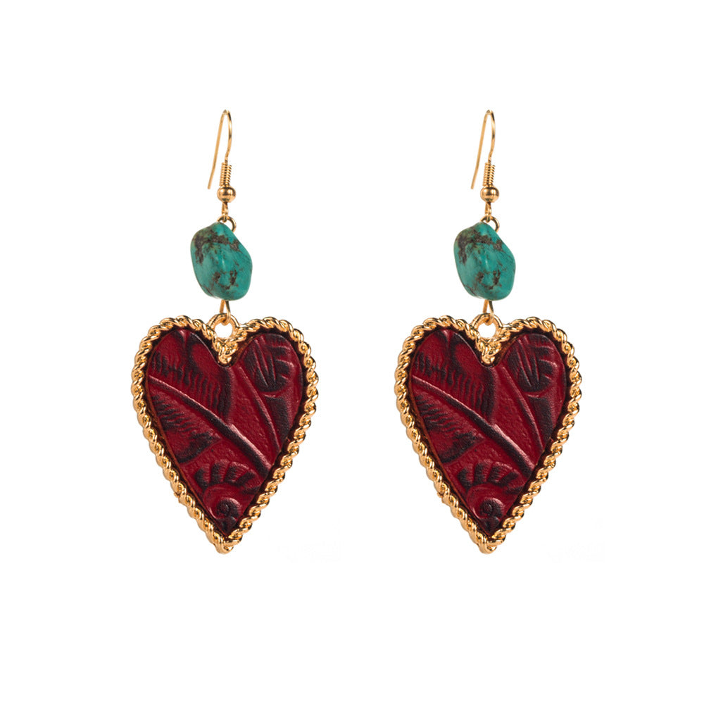 Wholesale Turquoise Western style Alloy  Heart Earrings