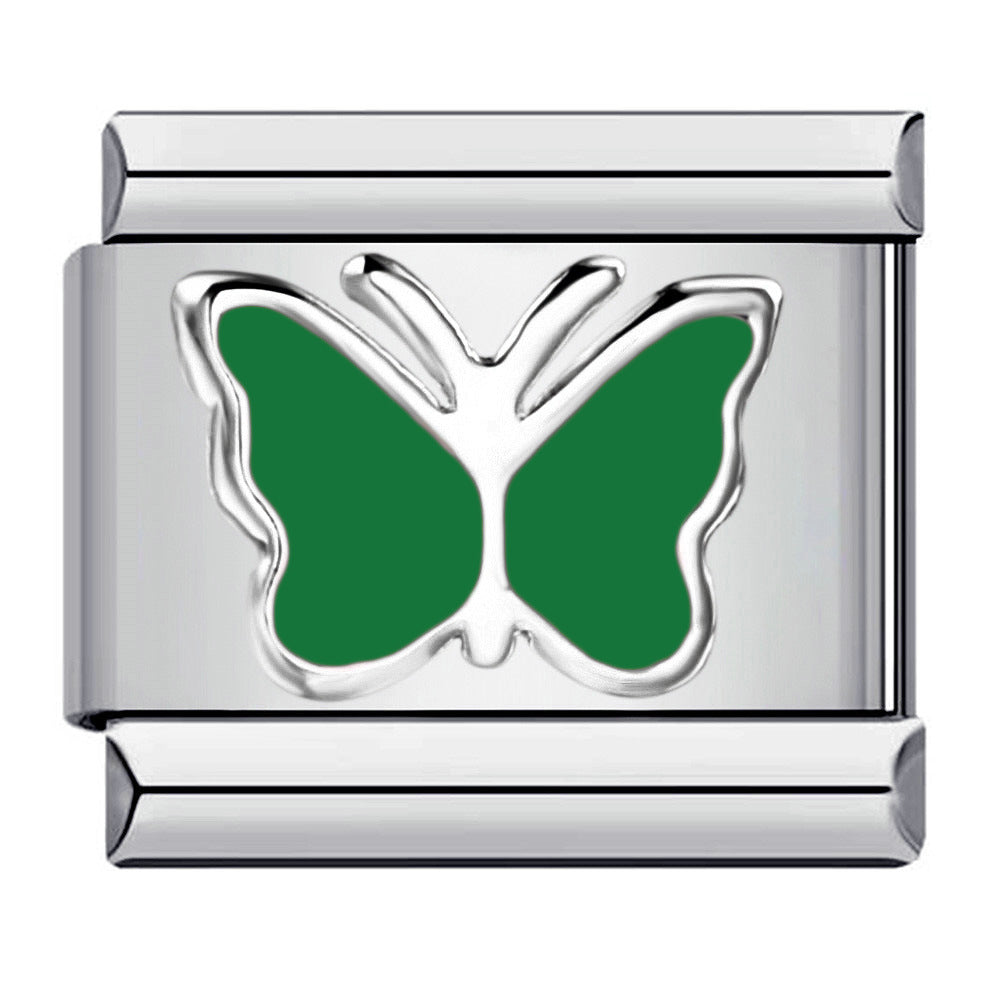 Wholesale Italian Charm Bracelet 9mm DIY Splicing Colored Oil-Drip Petals Stainless Steel Composable Bracelet