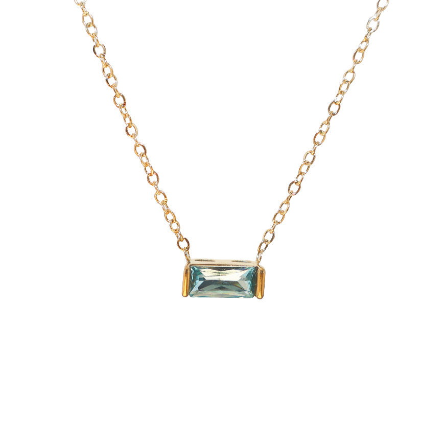 Wholesale Titanium Steel 12 Birthstone Necklace Twelve Birthstone Pendant Zircon Necklace