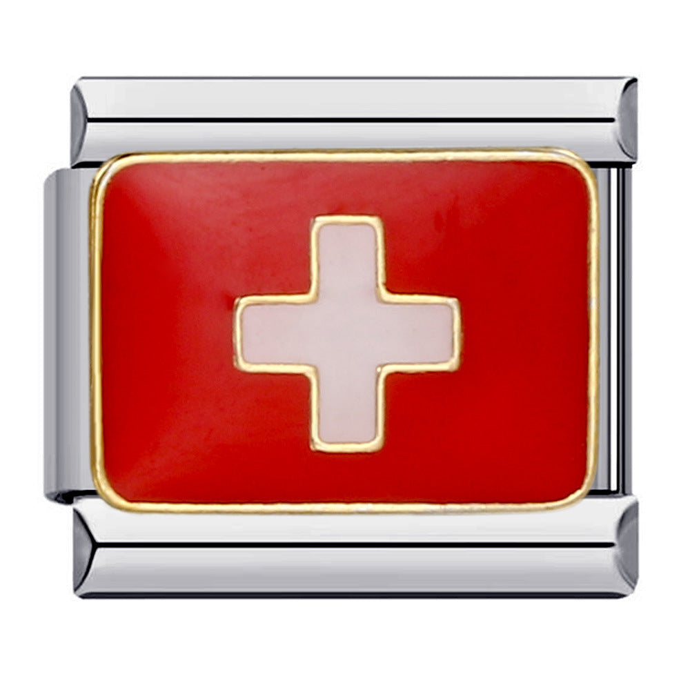 Wholesale Italian Charm Bracelet Flag Flag Stainless Steel Composable Bracelet