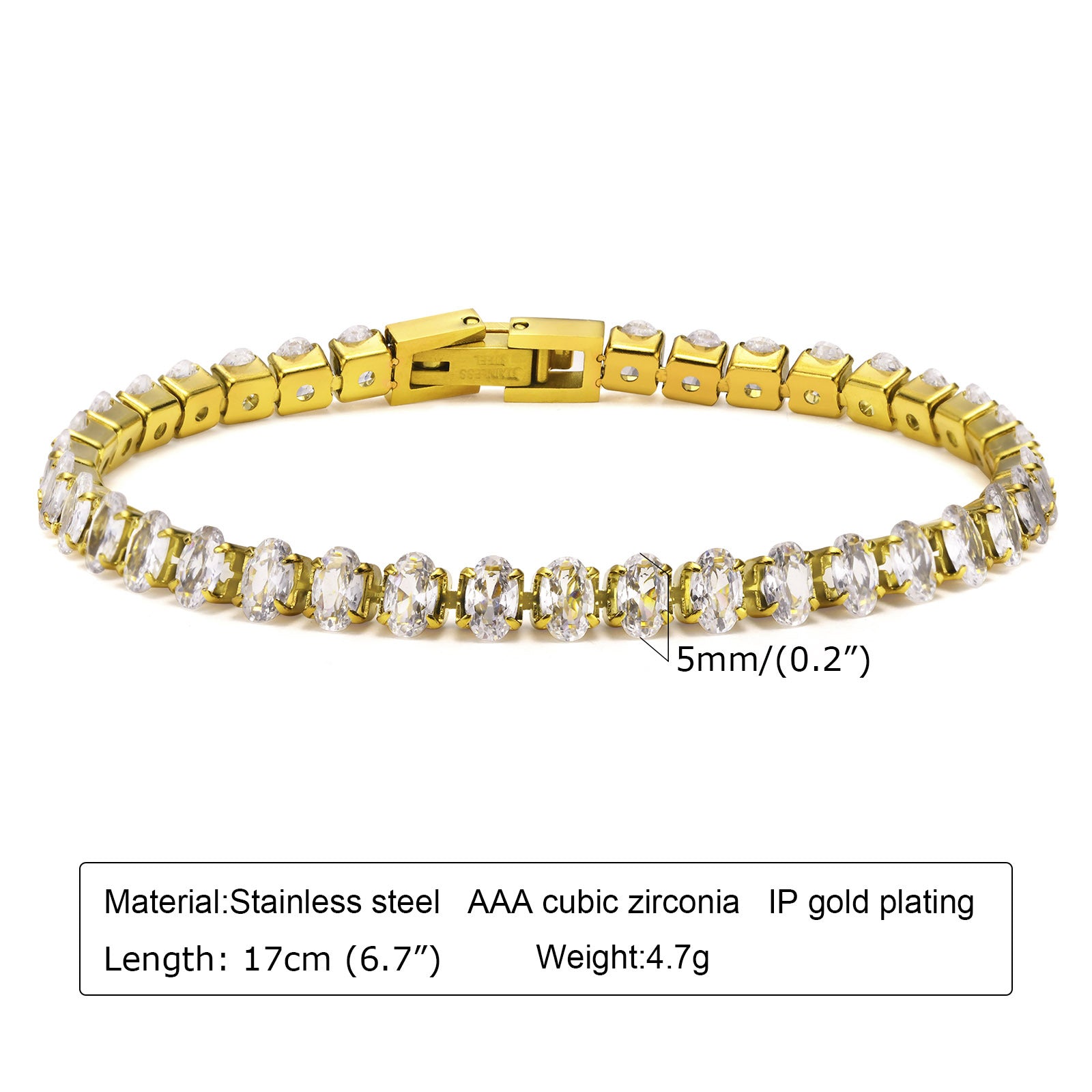 Wholesale Stainless Steel Gold Green Zircon Layered Bracelet For Women Stylish Fashion Jewelry Accessory Gift