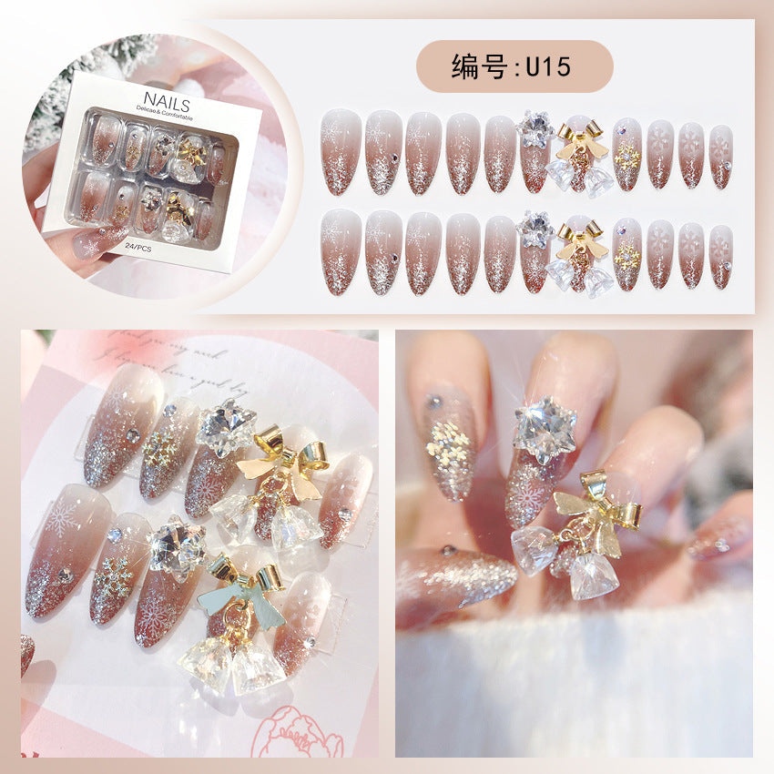 Wholesale 24 Pieces/box Large Diamond Nail Patches Press-on Nails Kits Nail Stickers ACC-NS-DiNa004