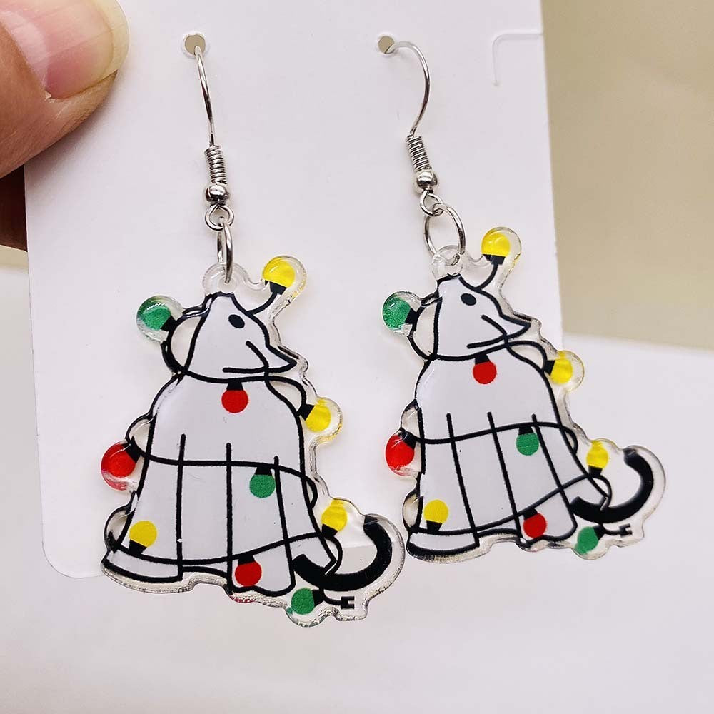Wholesale Acrylic Christmas Animal Elk Rainbow Earrings