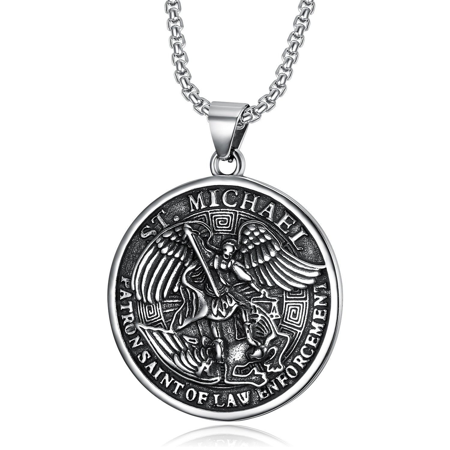 Wholesale Archangel Saint Michael titanium steel necklace
