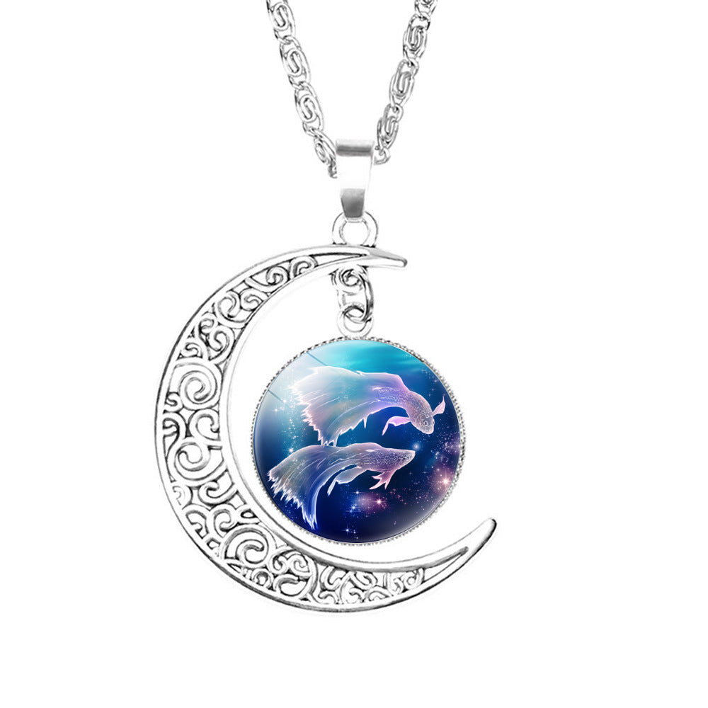 Wholesale Twelve Constellations Colorful Series Moon Necklace