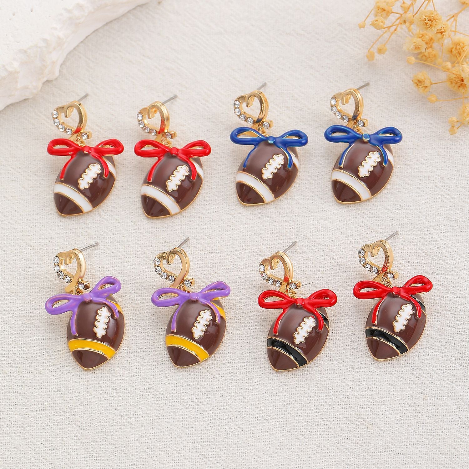 Wholesale sports style football love bow  necklace