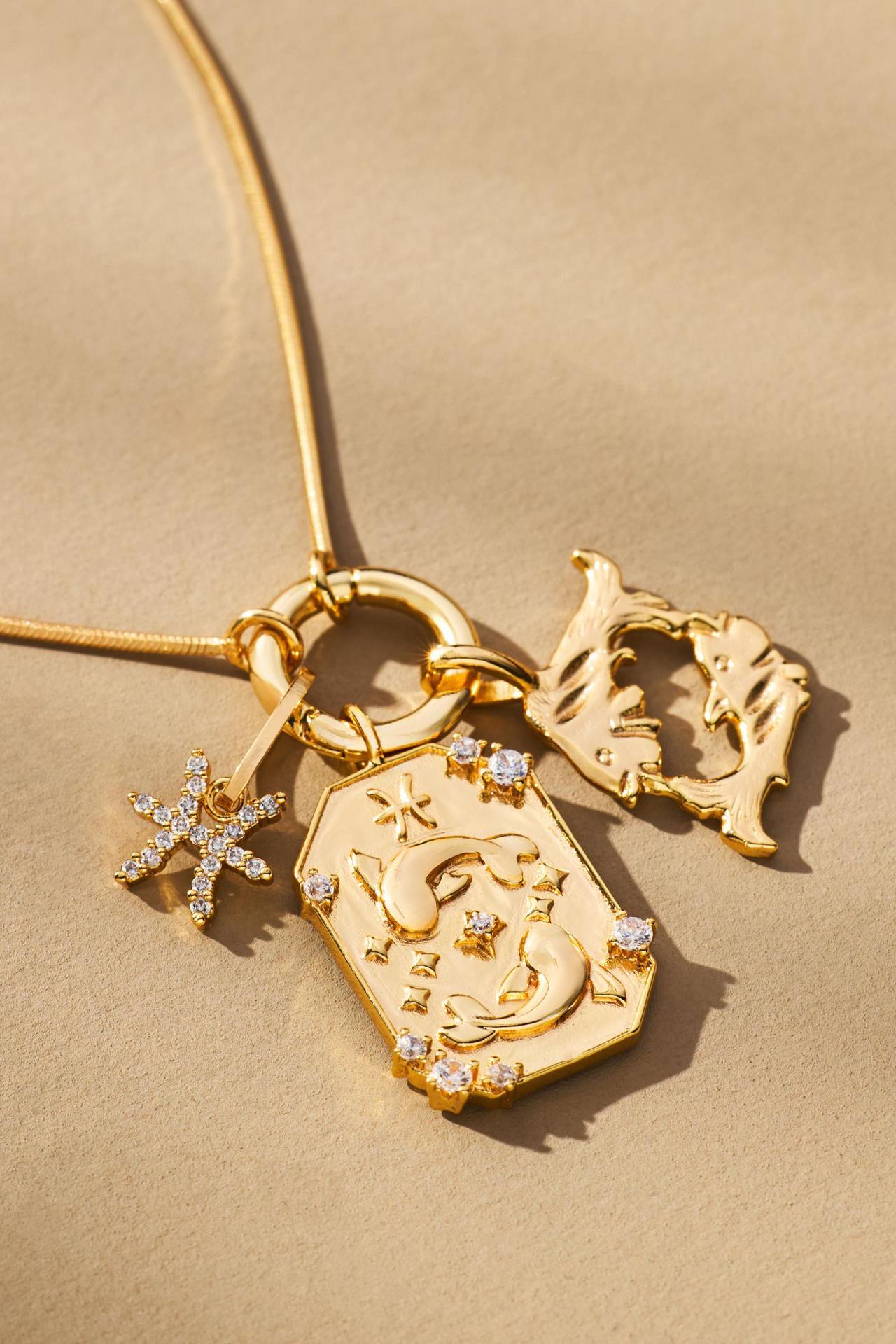 Wholesale 12 Zodiac Pendant Stainless Steel Zircon Necklace