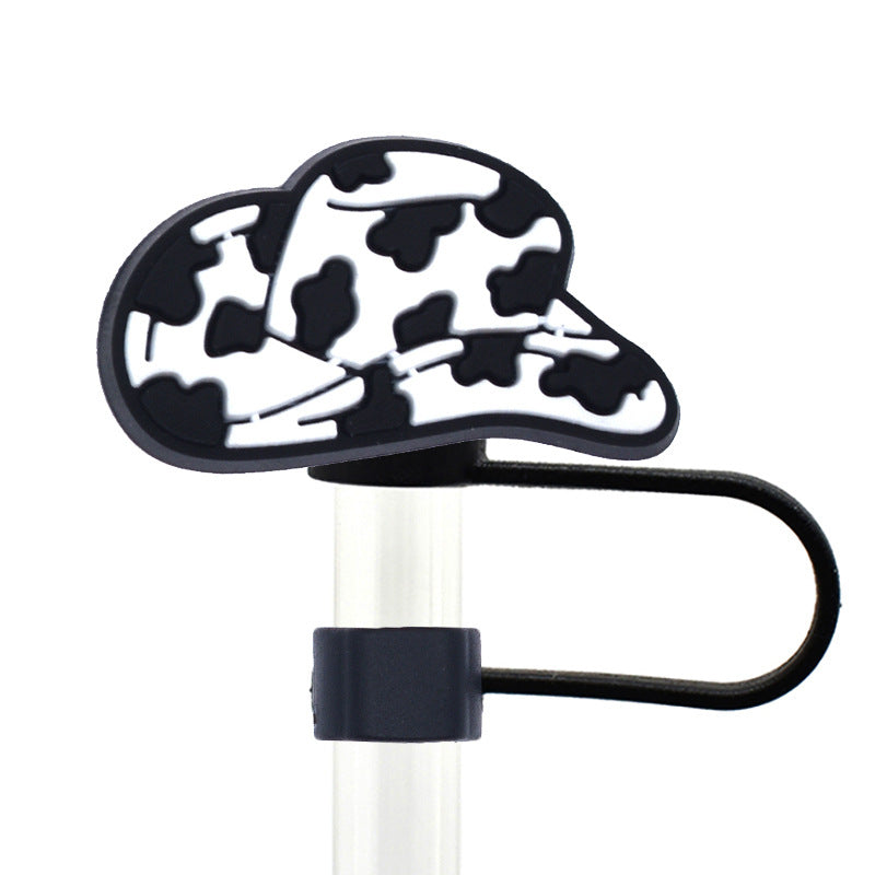Wholesale Random 100pcs Western Style Cow Pattern Cowboy Hat Boots 10mm Straw Buckle Soft Rubber Straw Decoration