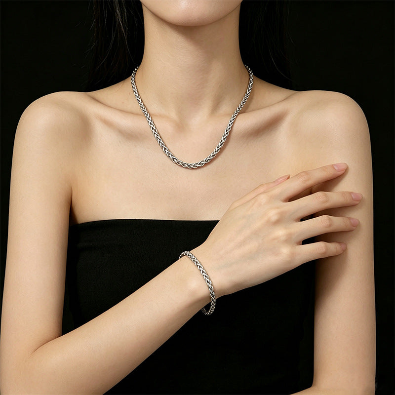 Wholesale Titanium Steel Keel Chain Necklace Set,  Trendy Hip-Hop Geometric Style,  Boutique Gift