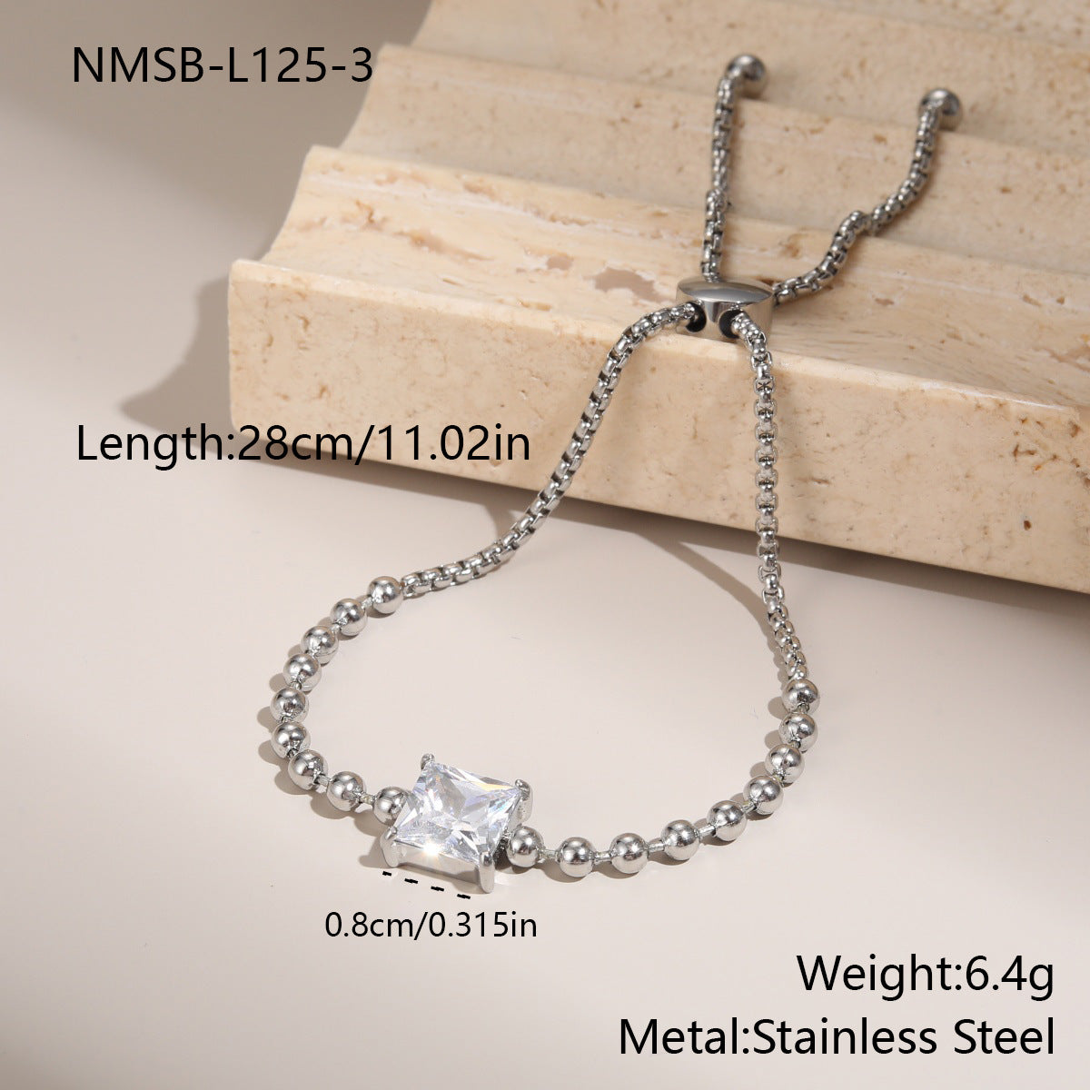 Wholesale Stainless steel heart and star geometric zircon bracelet