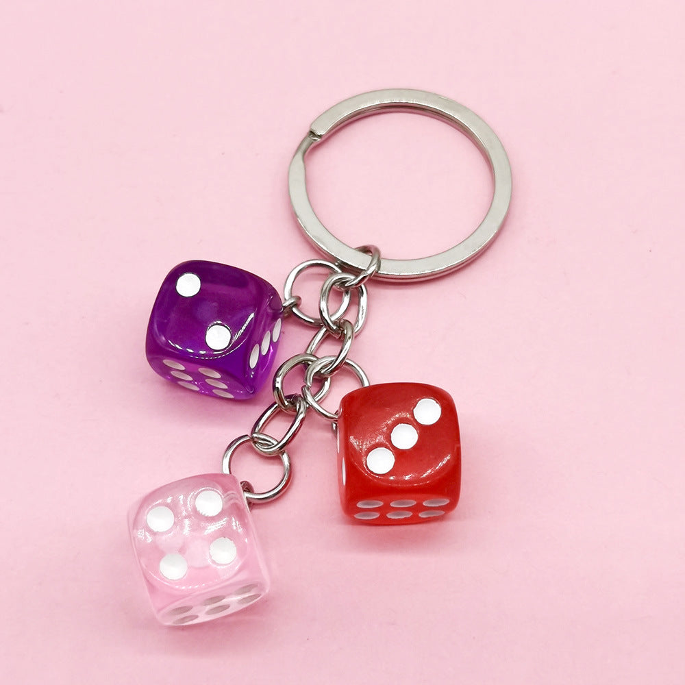 Wholesale Color Dice Keychain Pendant Resin Gift School Bag Pendant ACC-KC-DY003