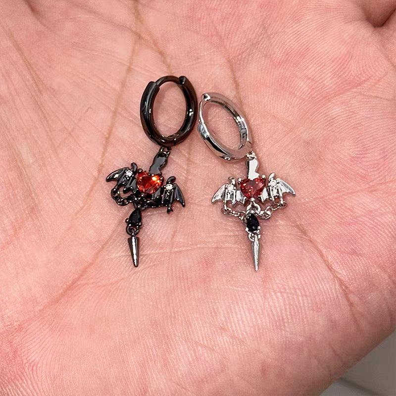 Wholesale Gothic Bat Wing Pendant Earrings,  Zinc Alloy Electroplated,  Stylish Dark Fashion Jewelry