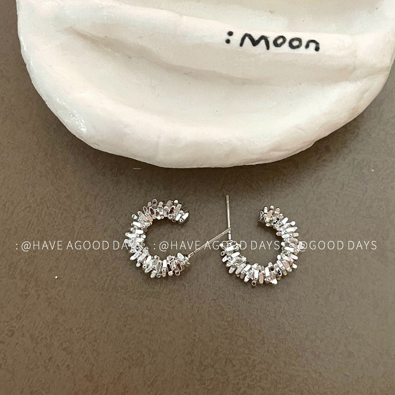 Wholesale silver hoop light luxury earrings