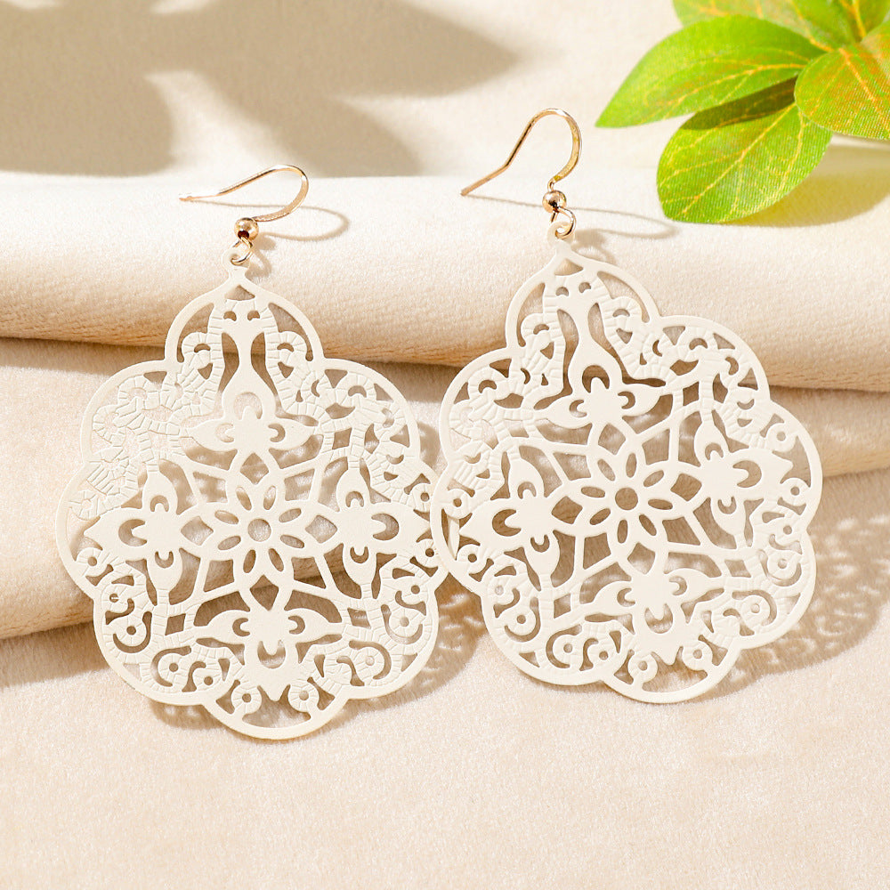 Wholesale Bohemian Style Iron Spray Paint Earrings,  Geometric Hollow Design,  Boutique Jewelry Accessory