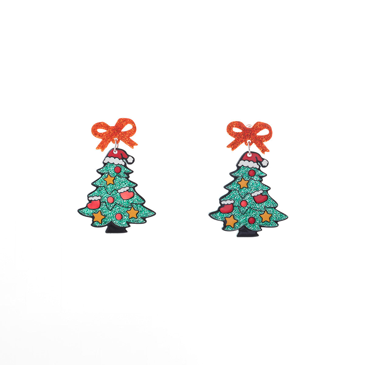 Wholesale Cartoon Acrylic Butterfly Tassel Christmas Tree Earrings