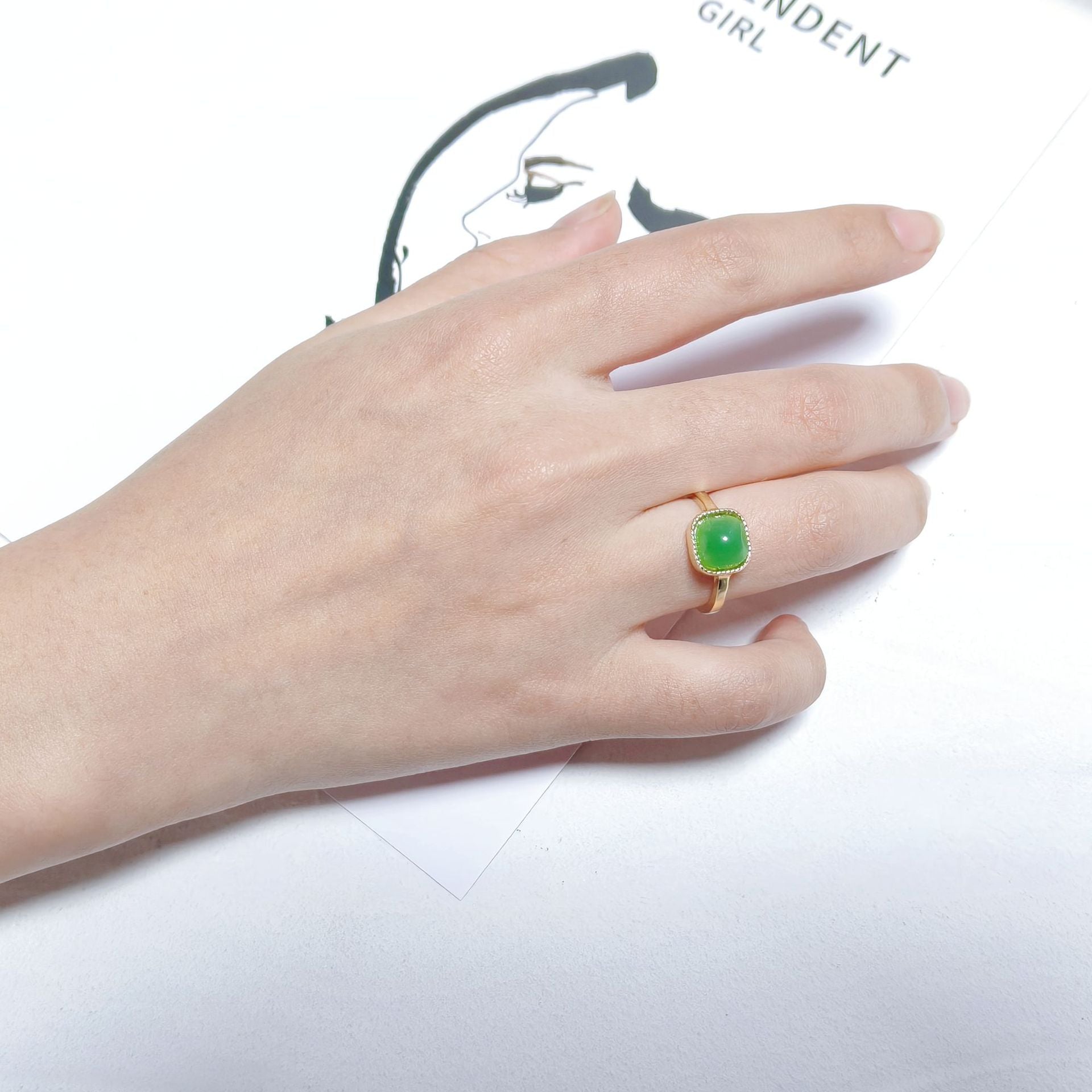 Wholesale Adjustable Open Glass Sugar Cube Ring Minimalist Vintage Geometric Design Women S Casual Chic Jewelry Accessory For Boutique Resale