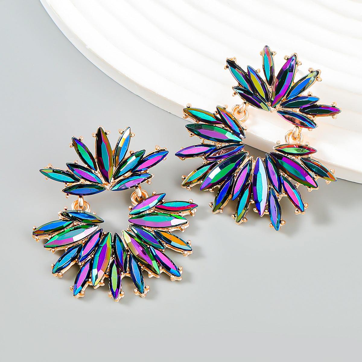 Wholesale  full diamond earrings  super flash rhinestone flower jewelry