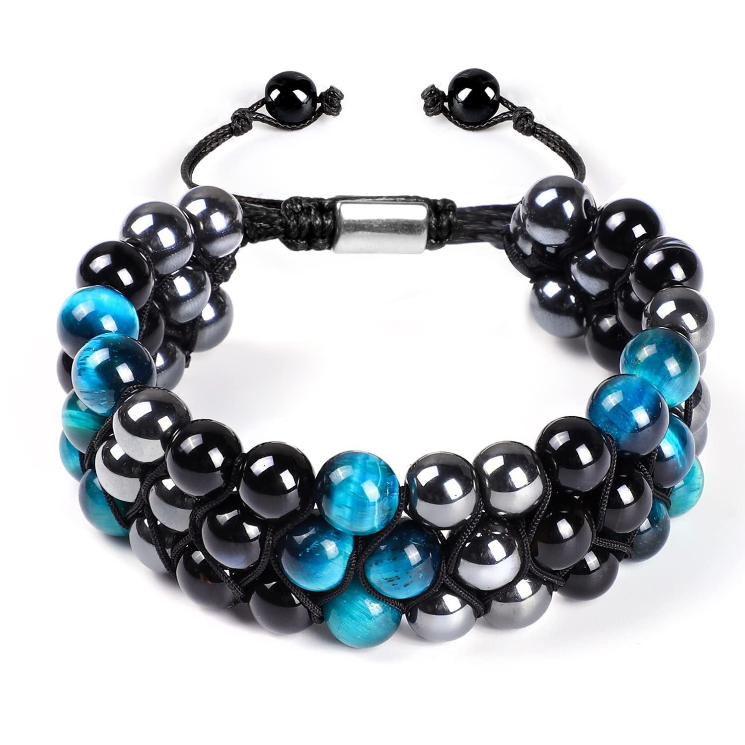 Wholesale Natural Tiger Eye &  Hematite Double Row Bracelet,  Handmade Unisex Everyday Gift Jewelry
