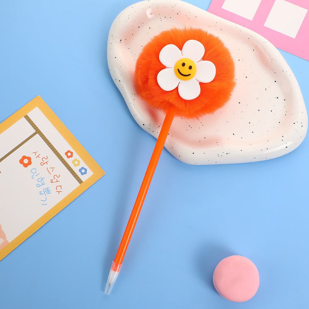 Wholesale Cute Sunflower Plush Gel Pen