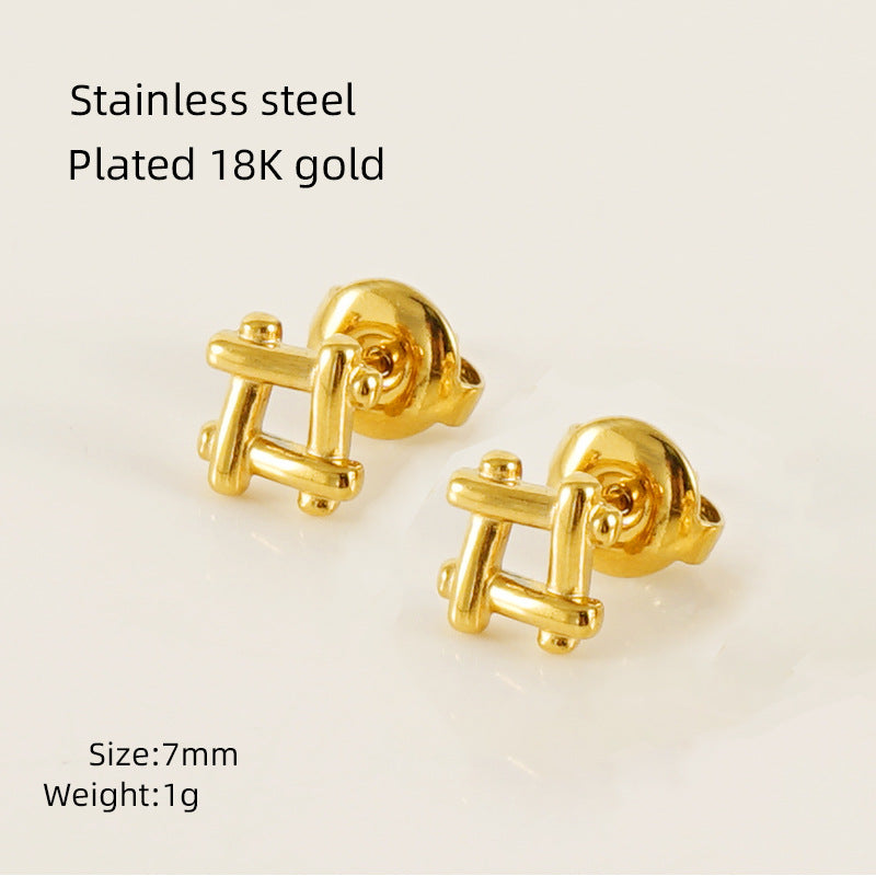 Wholesale European and American Ins Style Mini Titanium Steel Earrings,  Elegant Heart-Shaped Earrings,  18K Stainless Steel Irregular Earrings for Women