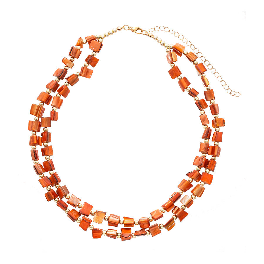 Wholesale Irregular Shell Bead Clavicle Necklace,  Resort Style Geometric Handmade Jewelry Accessory for Women