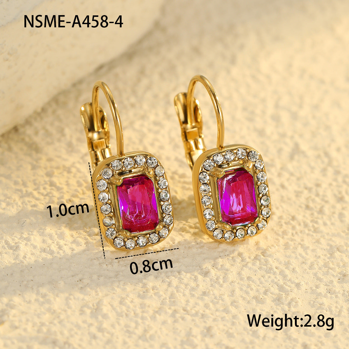 Wholesale Square zircon earrings stainless steel light luxury earrings
