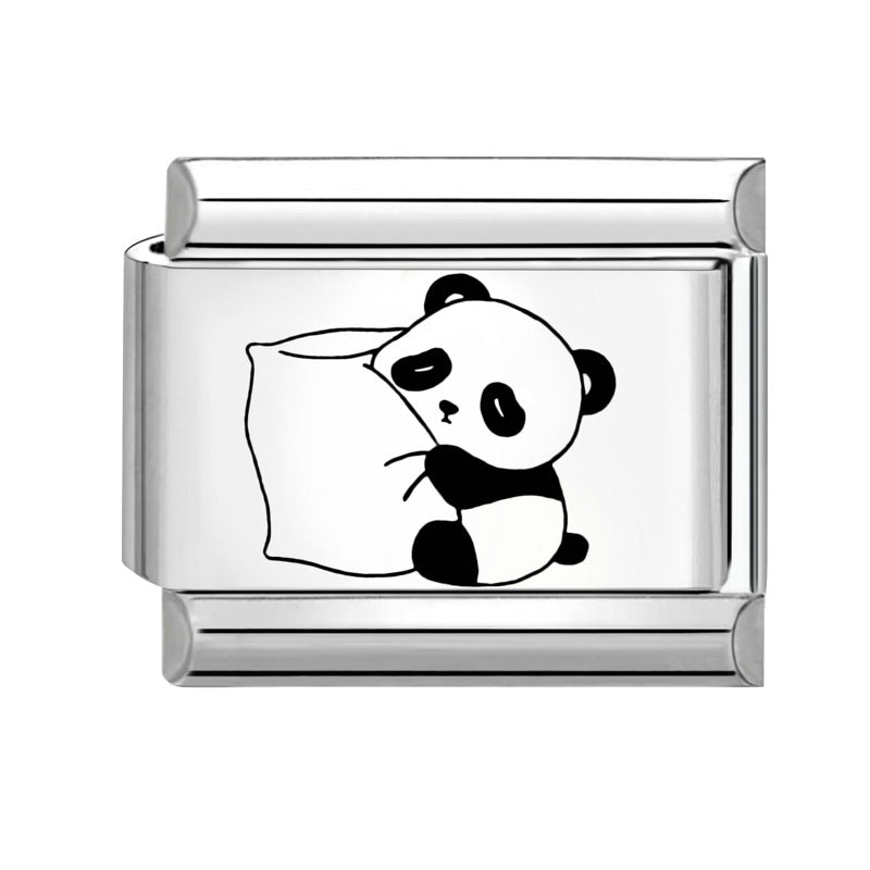 Wholesale  Italian Charm Bracelet 9mm DIY Splicing Removable Cartoon Panda Stainless Steel Composable Bracelet