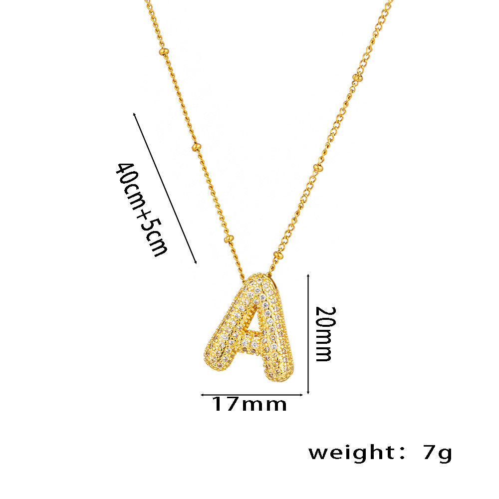 Wholesale Rock Sugar Zircon English Letter Necklace Titanium Steel Necklace ACC-NE-NaBao001