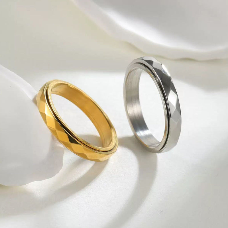 Wholesale Cross-Border Stainless Steel 4mm Rhombus Faceted Ring
