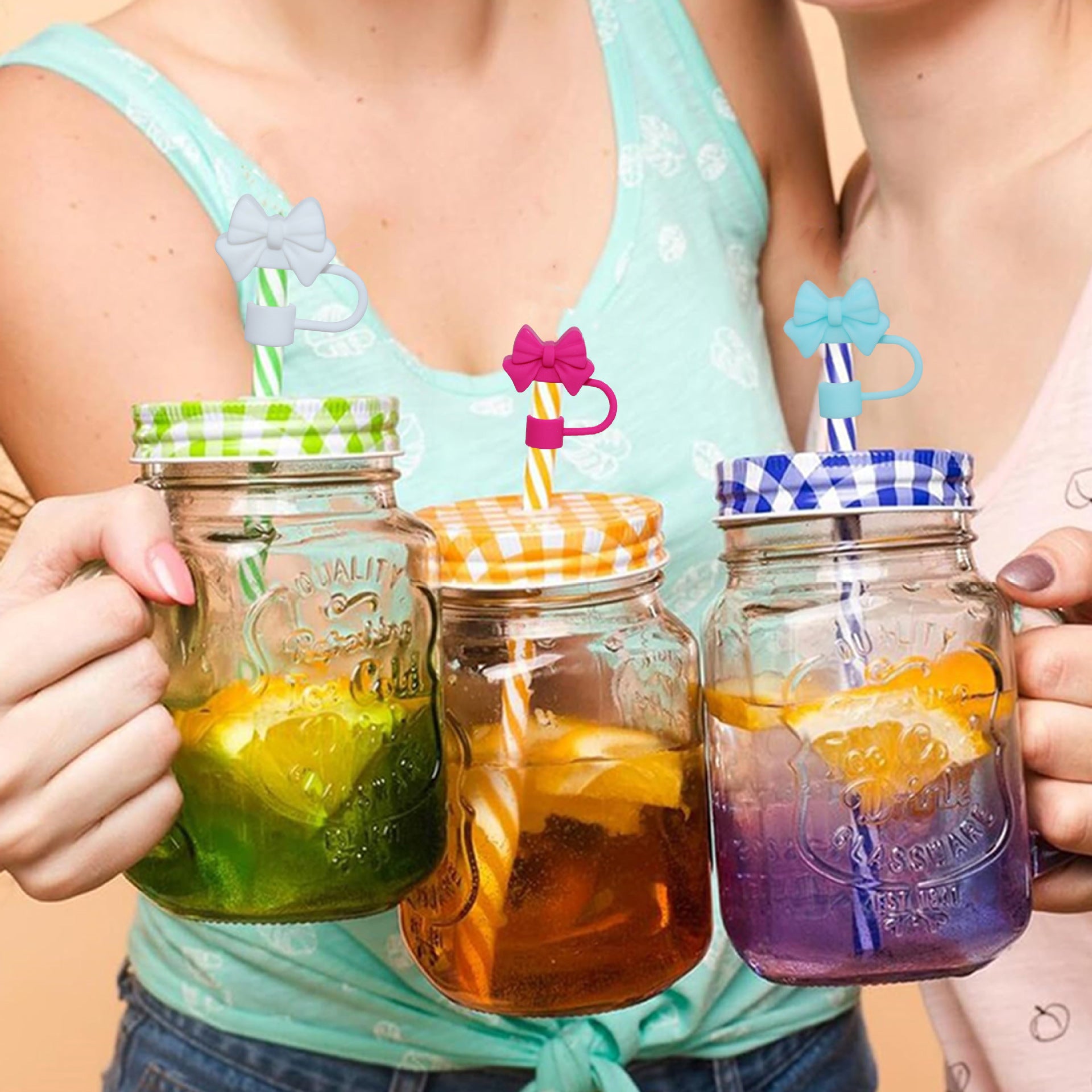 Wholesale 50pcs Bow 10mm Straw Cover Straw Tube Cap